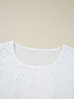 Eyelet Long Sleeve Blouse with Elastic Cuffs