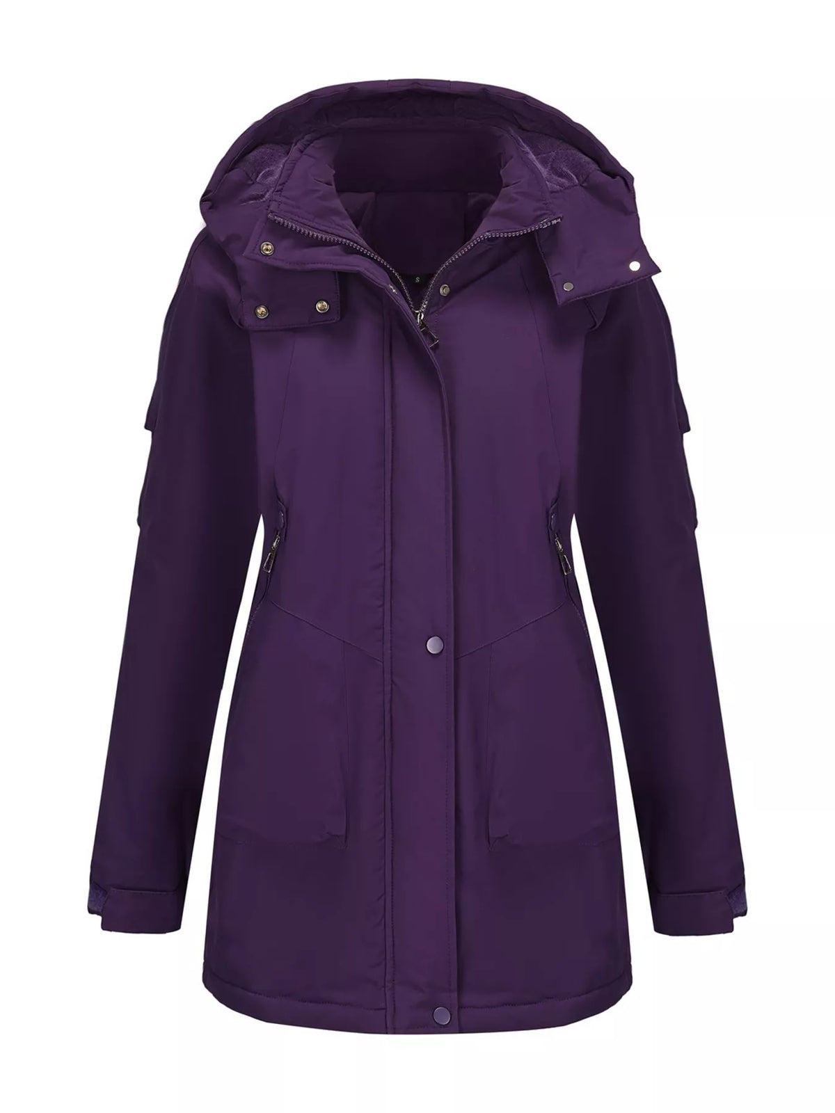 Full Size Hooded Mid-Length Windproof Outerwear Plus Size