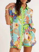 Button Up Half Sleeve Top and Shorts Set
