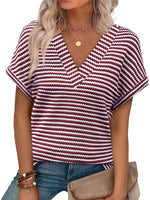 Striped V-Neck Relaxed Fit T-Shirt
