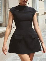 Mock Neck A-Line Mini Dress