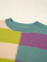 Stripe Drop Shoulder Ribbed Edge Sweater