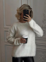 Fuzzy Round Neck Long Sleeve Sweater