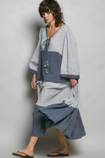 POL Tiered Boho Two-Tone Maxi Dress