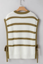 Stripe Tie Open Side Sweater Knitted Top
