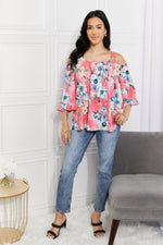 Sew In Love Full Size Fresh TakeFloral Cold-Shoulder Top