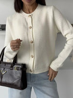 Button Up Texture Knit Cardigan