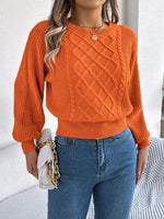Cable Knit Diamond Pattern Long Sleeve Sweater