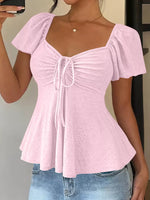 Sweetheart Neck Flutter Sleeve Top