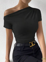 Single Shoulder Short Sleeve T-Shirt