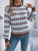 Striped Round Neck Long Sleeve Sweater