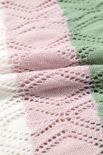 Openwork Round Neck Cap Sleeve Knit Top