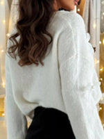 Bow-Decorated V-Neck Sweater