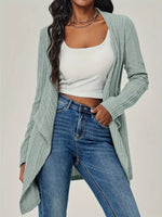 Ribbed Knit Open Front Cardigan