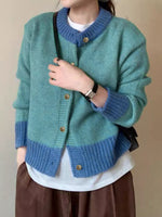 Color Block Button Up Cardigan