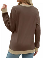 Contrast Trim Crew Neck Casual Sweatshirt