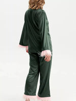 Silky Button Up Top and Pants Lounge Set