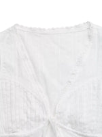 Lace Trim Tie Front Sleeveless Shirt