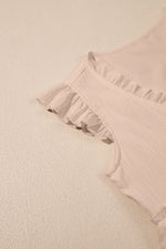 Ruffled Trim V Neck Flutter Flowy Top