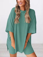 Full Size Half Sleeve T-Shirt and Shorts Set Plus Size