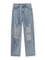 Distressed Raw Hem Jeans