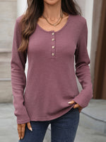 Waffle Knit Long Sleeve T-Shirt