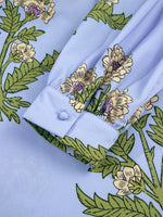 Floral Print Long Sleeve Tie Neck Blouse