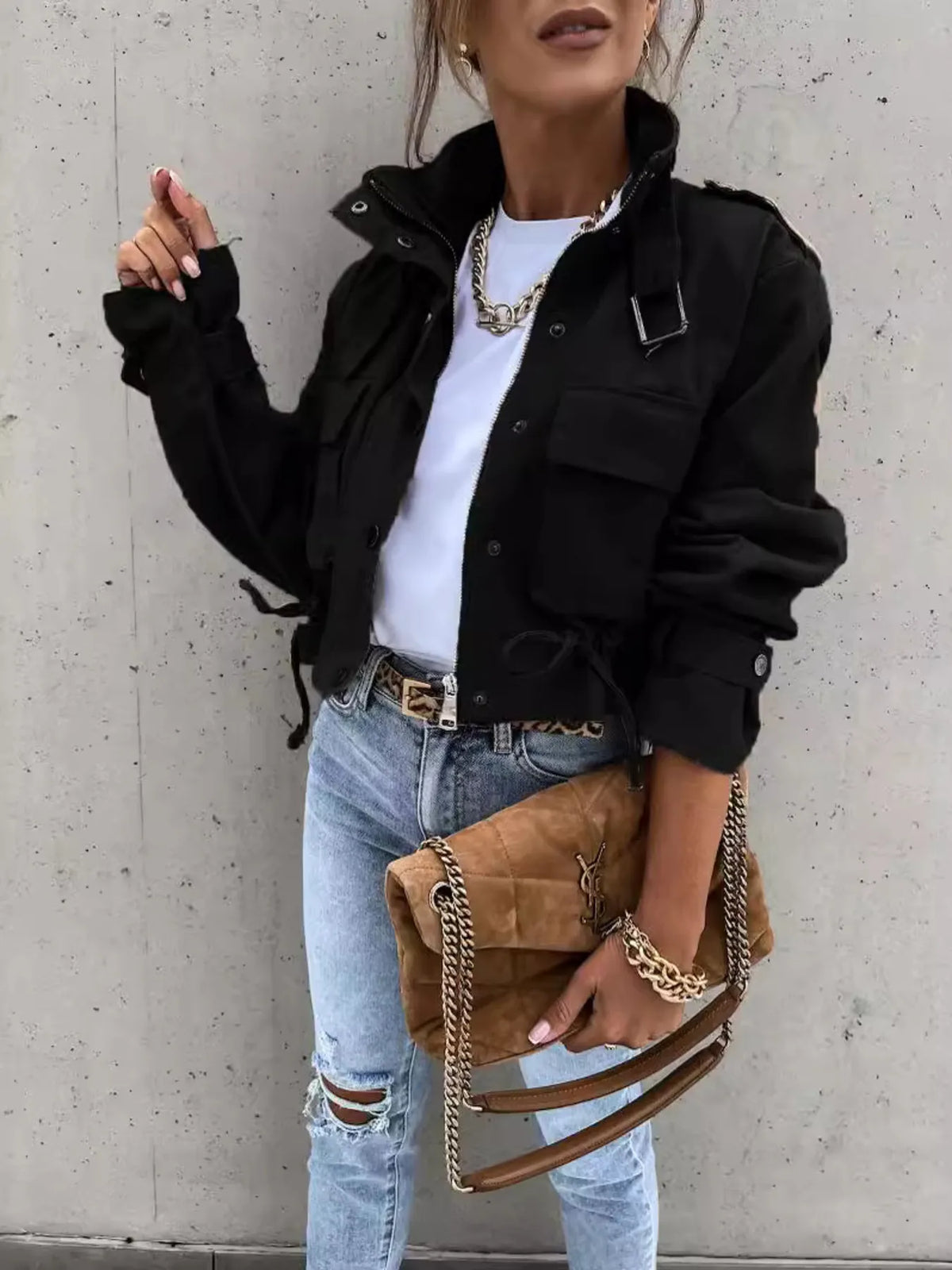Snap Down Long Sleeve Jacket