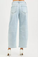 RISEN High Rise Crop Barrel Jeans