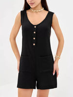 Casual Button-Down Sleeveless Romper