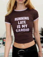 Letter Graphic Round Neck Short Sleeve T-Shirt