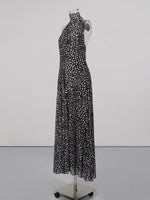 Halter Neck Polka Dot Maxi Dress