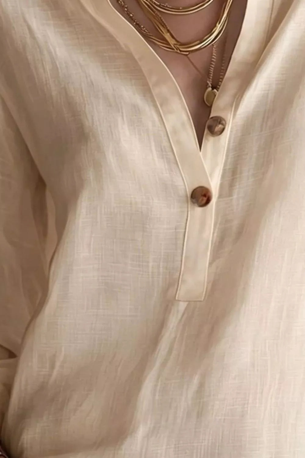 Button Detail Long Sleeve Blouse
