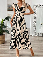 Surplice Cap Sleeve Midi Dress