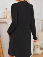 Casual Ribbed Knit Long Sleeve Dress