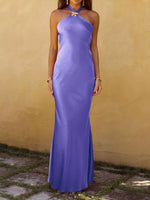 Halter Neck Satin Maxi Dress