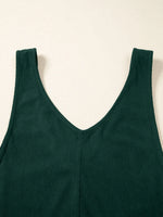 Corduroy V Neck Patched Pocket Sleeveless Jumpsuit