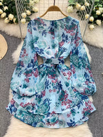 Floral Print Ruffle Hem Mini Dress