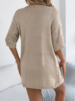 Openwork Open Front Half Sleeve Cardigan