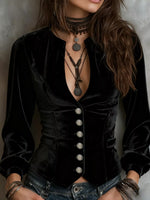 Velvet Button-Down Jacket