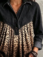 Full Size Leopard Button Detail Blouse Plus Size