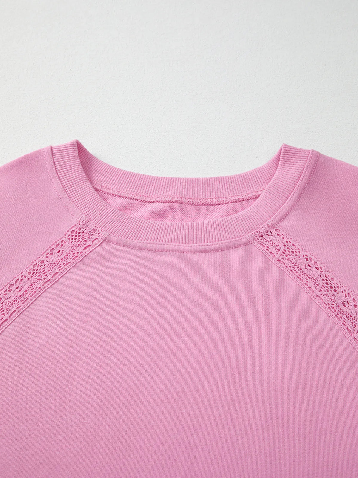 Lace Patched Raglan Sleeve Loose Fit Sweatshirt