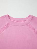 Lace Patched Raglan Sleeve Loose Fit Sweatshirt