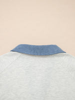 Color Block Button Detail Long Sleeve Top
