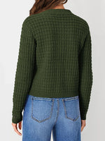 Textured Knit Button-Front Cardigan
