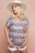 BiBi Leopard Stripe Printed Jersey T-Shirt