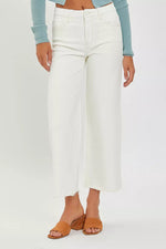 RISEN Tummy Control High Rise Crop Wide Jeans