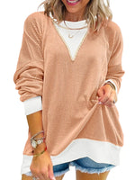 Two-Tone Ribbed Knit Sweatshirt
