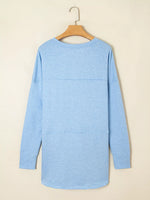 Notched Terry Long Sleeve Top