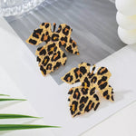 Alloy Leopard Print Leaf Earrings